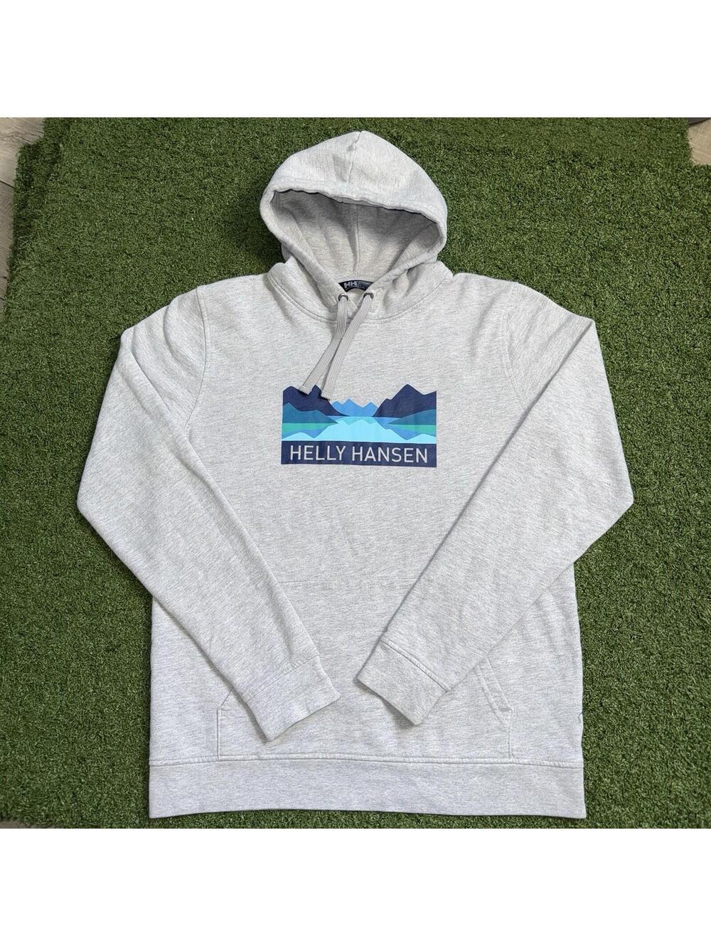 Helly Hansen Nord Graphic Hoodie Gray Outdoor Men Large Gorpcore Fleece Fjord